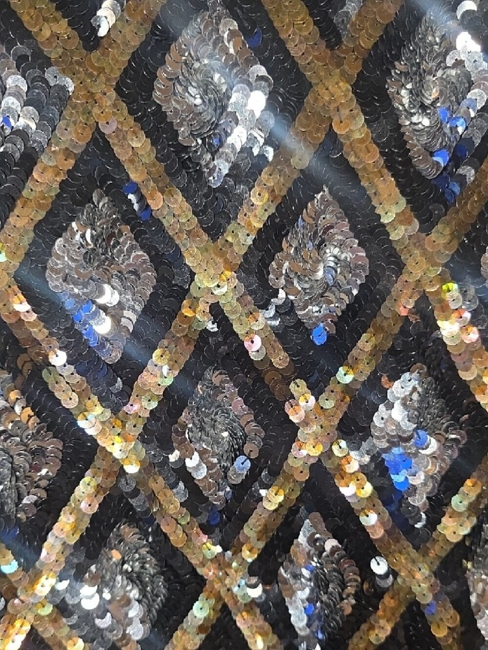 Valerie Stevens Black Jacket with Gold & Silver Sequin Diamond Pattern - Picture 6 of 7
